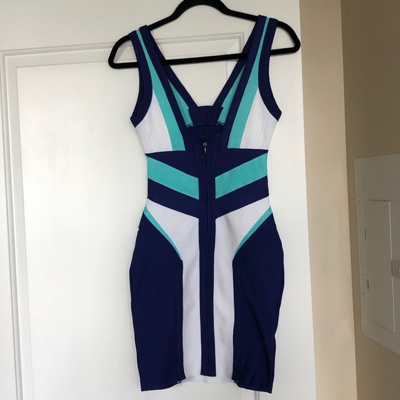 Colour Block Bodycon Midi Dress - Picture 2 of 6